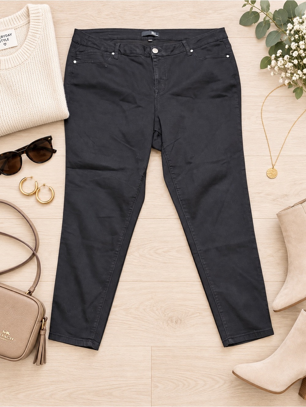 1822 Denim Women’s Plus Size 20W Black Skinny Jeans Stretch Mid Rise